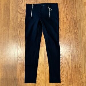 Ann Taylor Black Zipper Zip Skinny Stretchy Leggings Tights XXSP XXS Petites